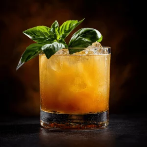 Giro d’Italia Cocktail Bourbon, Tomate und Basilikum im Glas