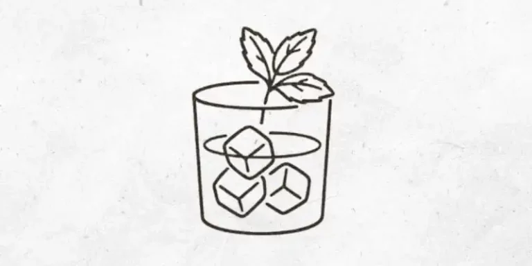 Cocktail mit Eis im Tumbler mit Minzzweig garnieren